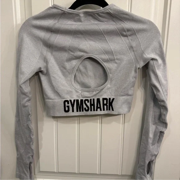 Gymshark Light Gray Seamless Cropped Long Sleeve Top - Picture 2 of 2